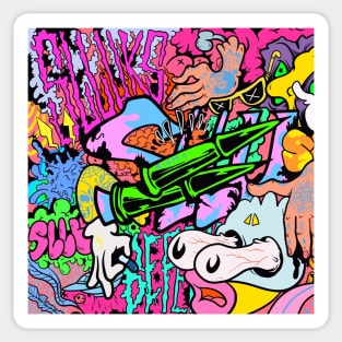Colorful Slluks montage graffiti illustration Sticker